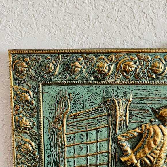 Vintage Art Repurposed Coal Box Brass Gallery Wall 15x10 Cottagecore Colonial - Picture 2 of 11